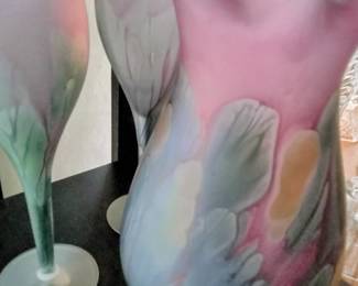 Vintage Rare Reuben Nouveau Art Glass Hand painted 