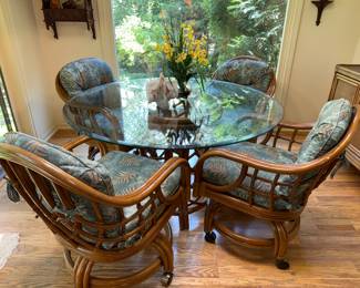 Vintage bamboo game/dining table and chairs