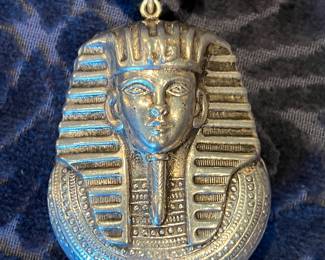 LARGE SILVER EGYPTIAN KING TUT PENDANT FINE JEWELRY