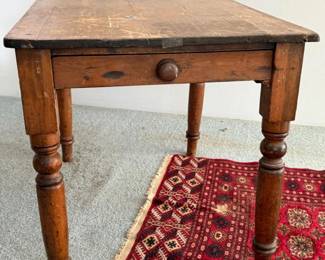 8 AntiqueEuropeanPineSingleDrawerTable