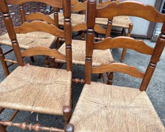 43 Setof6MidCenturyLadderbackChairsRushSeats