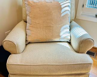 Swivel/Rocking Slip Covered Club Chair #1 (Made in USA for Crate & Barrel).  Two available.