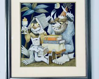 "Where the Wild Things Are" framed print.  Pencil signed by Maurice Sendak.