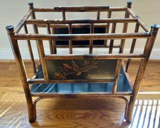 Vintage Theodore Alexander bamboo magazine rack