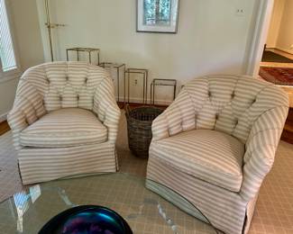 Pair of tufted custom club chairs