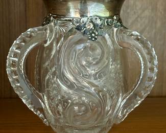 Tiffany & Co. Makers sterling silver and lead crystal three-handled loving cup/tankard