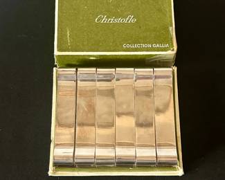 Six Christofle silverplate knife rests in original box