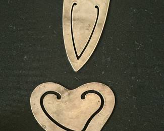 Sterling silver bookmarks, including vintage Tiffany and Co. Elsa Peretti heart motif (bottom)