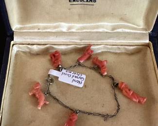 Antique Italian coral charm bracelet