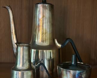Midcentury Cohr Denmark silverplate coffee service (coffee pot, creamer, and sugar bowl)