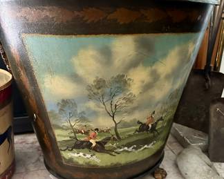 Painted Tole Coal Bucket