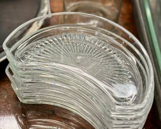 Val St Lambert crystal half moon dishes
