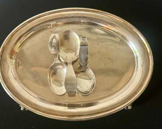 Three sterling silver curved-handle baby spoons