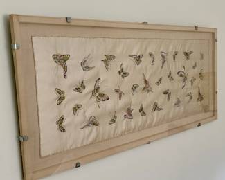 Embroidered silk, framed