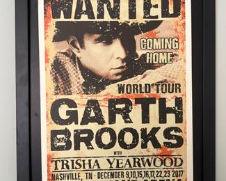 Garth Brooks concert poster framed 