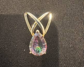 Sterling silver mystic topaz pendant 