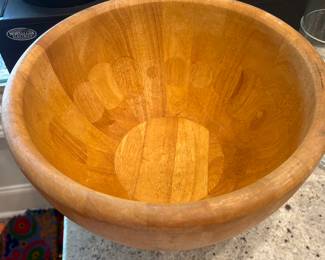 Crate and Barrel large wooden bowl 