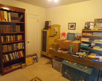 Amazing selection of books, pamplets and emphemera.  Also, 4 large boxes of vinyl records!