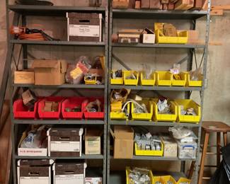 Shelves with storage bins