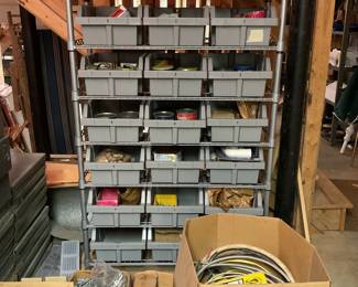 Shelf with storage bins