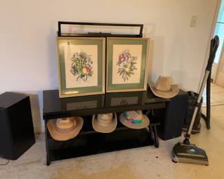 TV stand, men’s straw hats, original print 