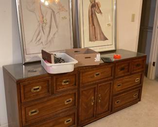 Mid century dresser with headboard and nightstand