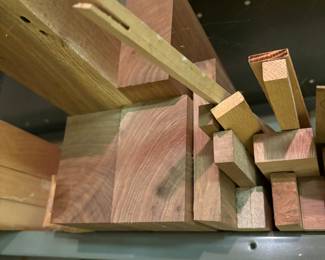 Oak and black walnut blocks of wood 