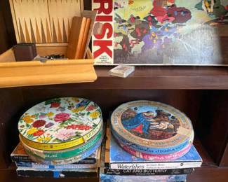 All In One Wooden Game Center, Risk Board Game, A Variety Of Used Puzzles