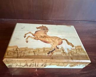Agate Stone Box With Horse Motif