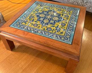 Glass Top Talavera Mexican Tile Coffee Table