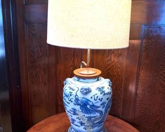 Chinese Blue White Dragon Jar Converted Lamp 