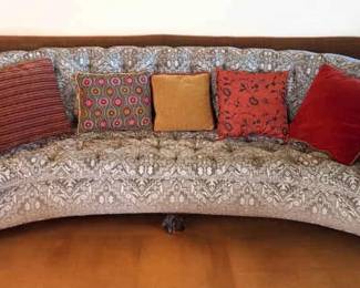 Clawfoot Curved Kidney Shaped Tuffted Couch
