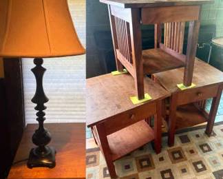Mission Style Cherry Side Tables Medal Table Light 