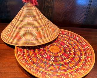 African Nubian Plate Cover Basket Round Tray