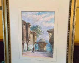 Street Scene in Constantinople Signed Omer B