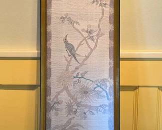 Japanese Textile Panel In Frame.