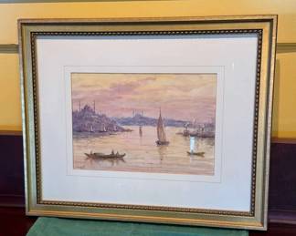 View Of Constantinople From The Bosphorus Signed Omer B