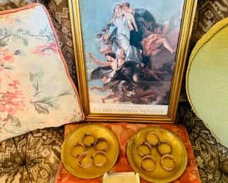 Framed Tiepolo Exhibition Poster, Brass Table Lamp More 