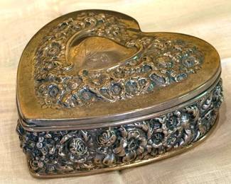 S Caldwell Co Sterling Lidded Heart Box