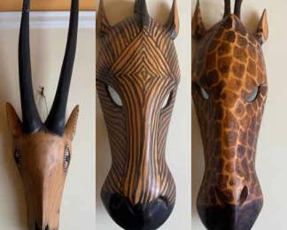Trio Of Carved Animal Tribal Mask