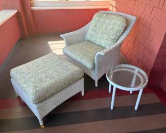 Wicker Lounge Chair And Ottoman 