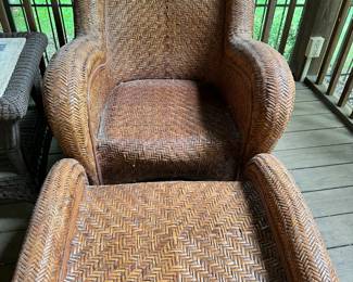 wicker chair and ottoman