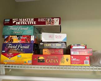 games, Settlers Catan, Trivial Pursuit, etc.