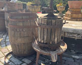 Wine press & oak barrels !