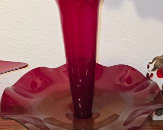 Ruby Red Epergne