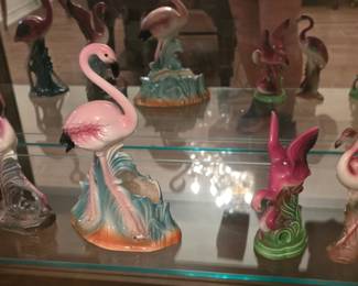 Antique Pink Flamingo Figurines