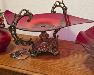 Art Deco Ruby Red Art Glass