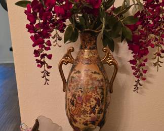 Handblown Koi Fish -.Oriental Vase -'Hobnail Cranberry Candlesticks