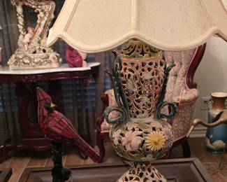 Stain Glass Cardinal Lamp - Other Lamp - Bronze Frog