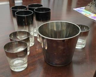 Midcentury Glasses and Ice Bucket